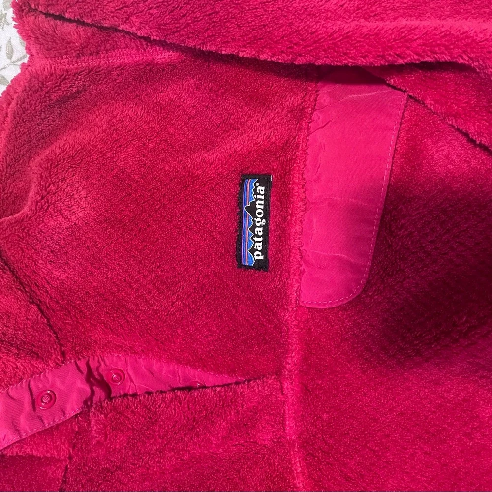 Patagonia Pink Teddy Jacket Plush Fleece High Collar - Picture 3 of 4
